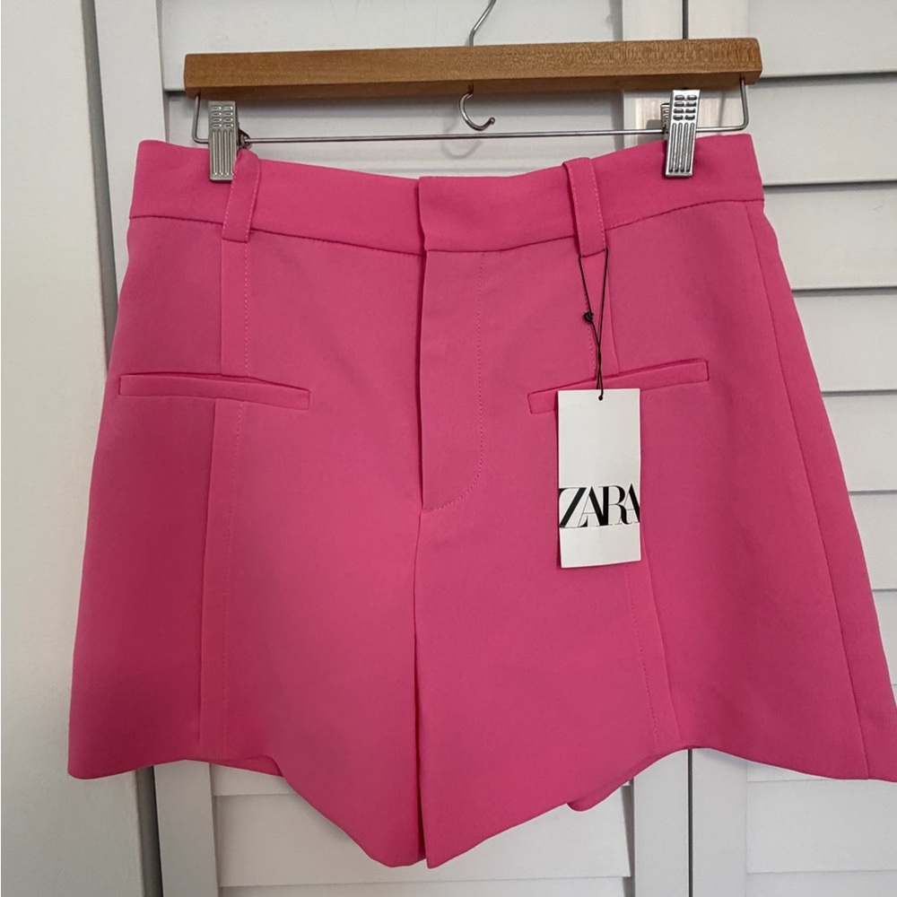 NWT Zara Bright Pink Tailored Mini Shorts